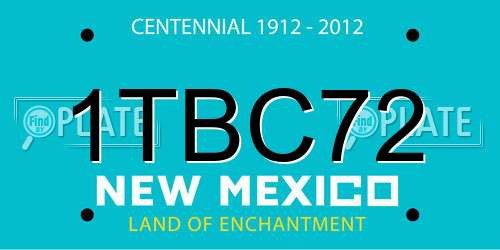 1TBC72 New Mexico License Plate