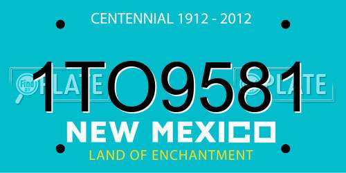 1TO9581 New Mexico License Plate