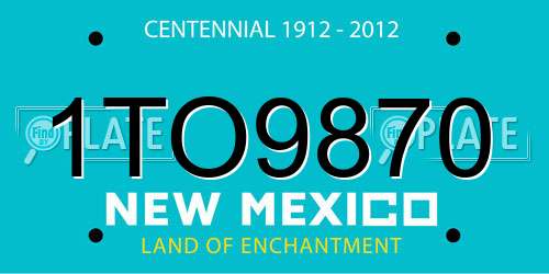 1TO9870 New Mexico License Plate