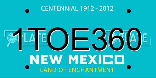 1TOE360 New Mexico License Plate