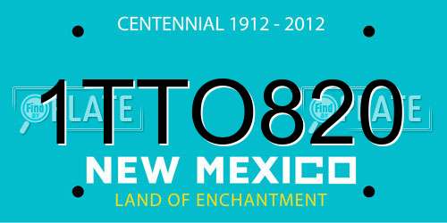 1TTO820 New Mexico License Plate
