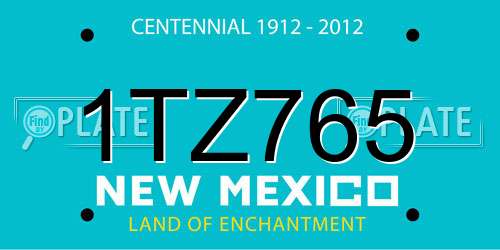 1TZ765 New Mexico License Plate