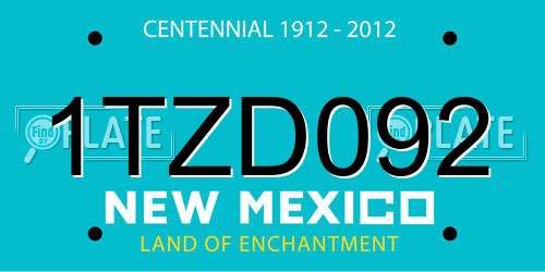 1TZD092 New Mexico License Plate
