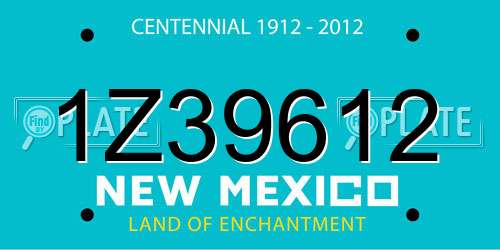 1Z39612 New Mexico License Plate
