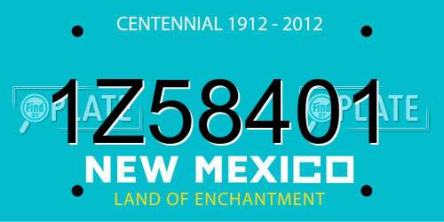 1Z58401 New Mexico License Plate