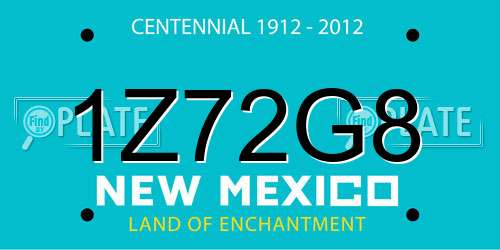 1Z72G8 New Mexico License Plate