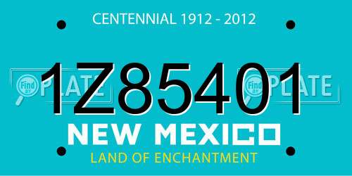 1Z85401 New Mexico License Plate