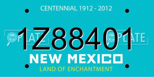 1Z88401 New Mexico License Plate