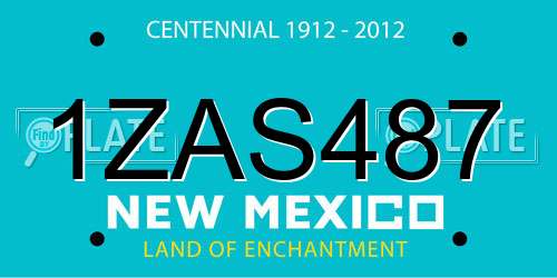 1ZAS487 New Mexico License Plate