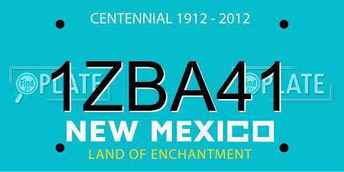 1ZBA41 New Mexico License Plate