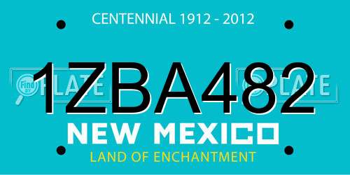 1ZBA482 New Mexico License Plate