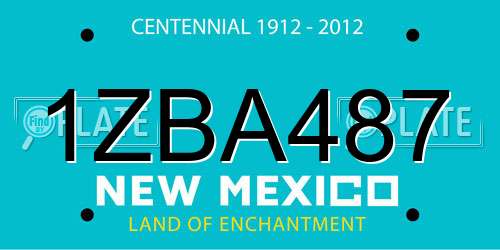1ZBA487 New Mexico License Plate
