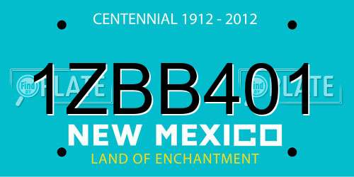 1ZBB401 New Mexico License Plate