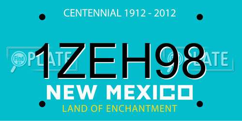 1ZEH98 New Mexico License Plate