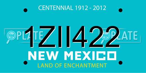 1ZII422 New Mexico License Plate