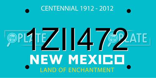 1ZII472 New Mexico License Plate
