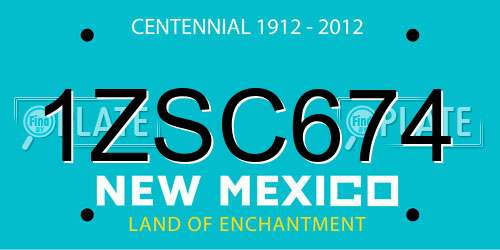1ZSC674 New Mexico License Plate
