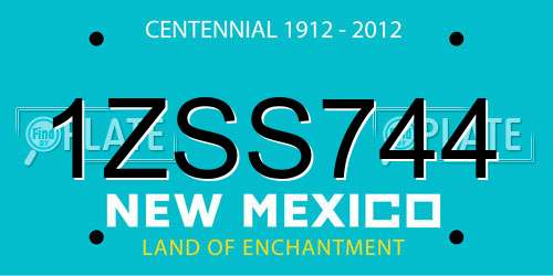 1ZSS744 New Mexico License Plate
