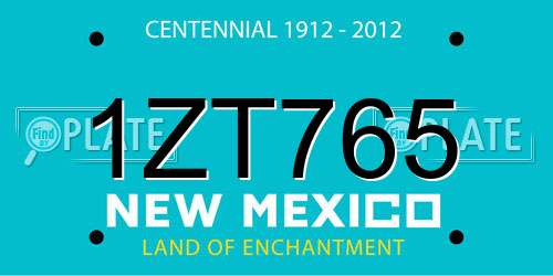 1ZT765 New Mexico License Plate