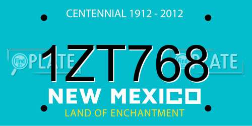 1ZT768 New Mexico License Plate