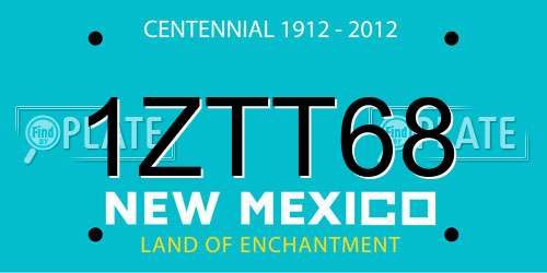 1ZTT68 New Mexico License Plate
