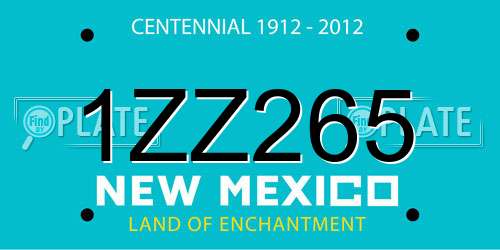 1ZZ265 New Mexico License Plate