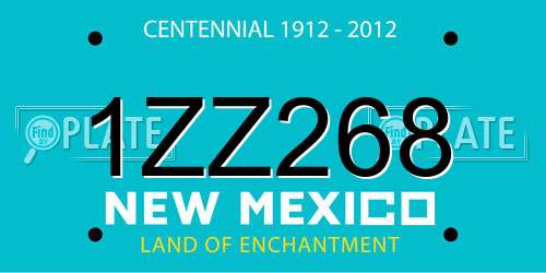 1ZZ268 New Mexico License Plate