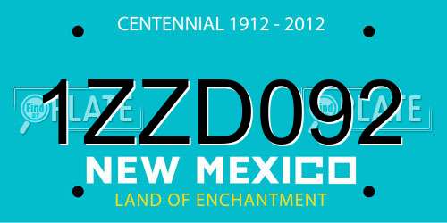 1ZZD092 New Mexico License Plate