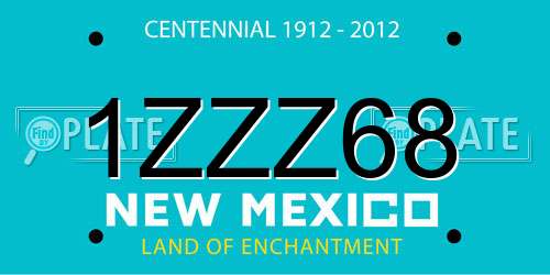 1ZZZ68 New Mexico License Plate