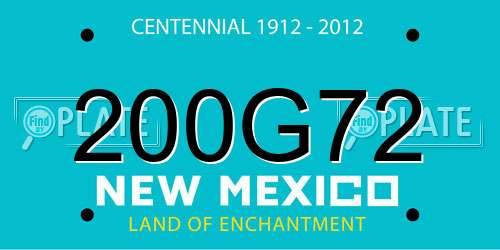 200G72 New Mexico License Plate