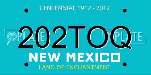 202TOQ New Mexico License Plate