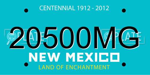 20500MG New Mexico License Plate