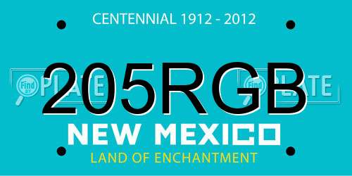 205RGB New Mexico License Plate