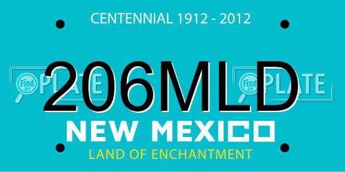 206MLD New Mexico License Plate