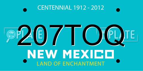207TOQ New Mexico License Plate