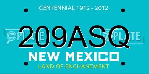 209ASQ New Mexico License Plate