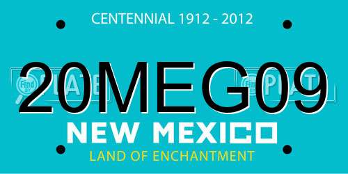 20MEG09 New Mexico License Plate