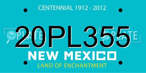 20PL355 New Mexico License Plate