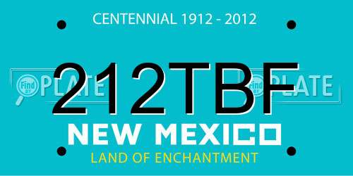 212TBF New Mexico License Plate