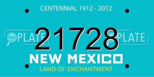 21728 New Mexico License Plate