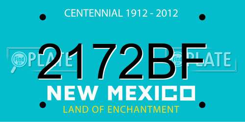 2172BF New Mexico License Plate