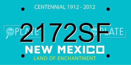 2172SF New Mexico License Plate