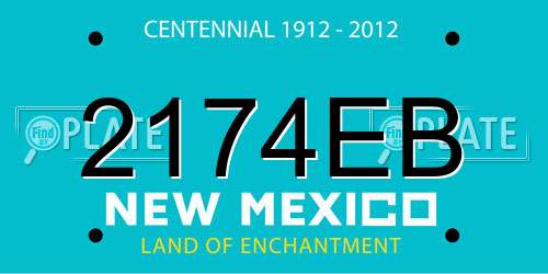 2174EB New Mexico License Plate
