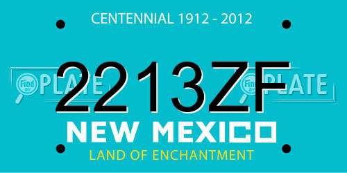2213ZF New Mexico License Plate