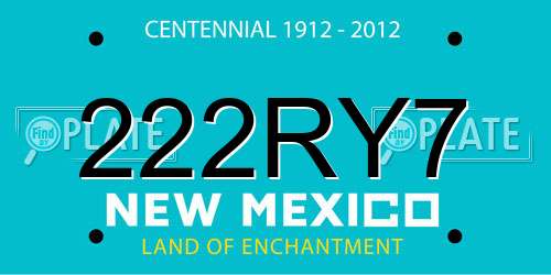 222RY7 New Mexico License Plate