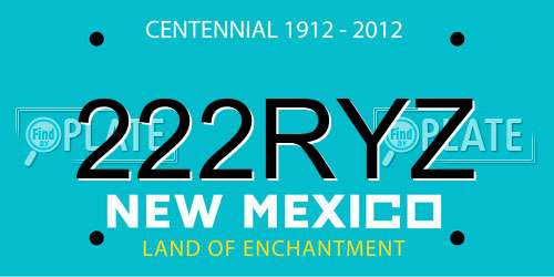 222RYZ New Mexico License Plate