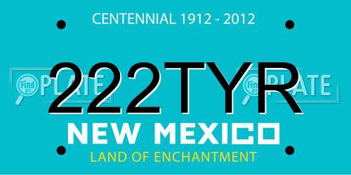 222TYR New Mexico License Plate