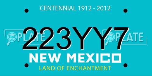 223YY7 New Mexico License Plate
