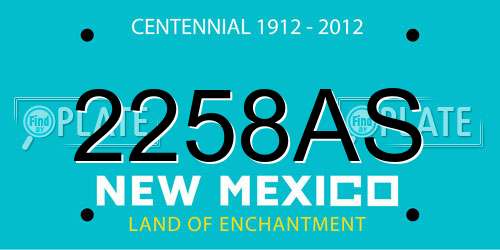 2258AS New Mexico License Plate