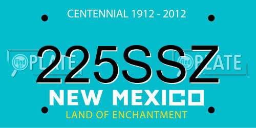 225SSZ New Mexico License Plate